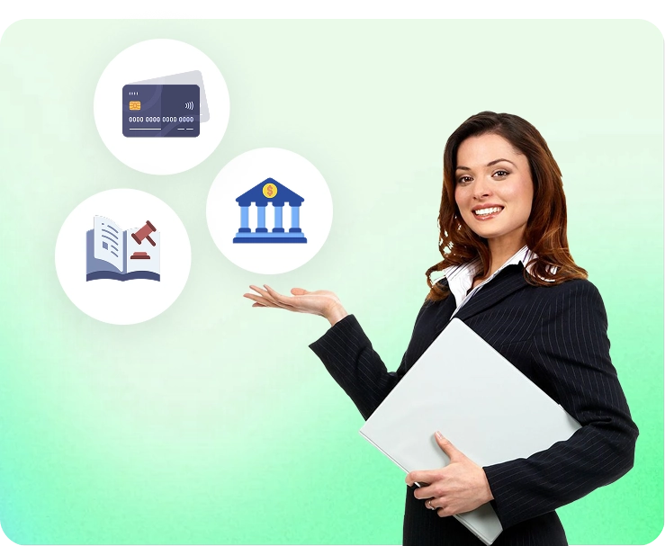 An Elite Offshore expert presenting the core components of the banking service: choosing a bank, legal compliance, and account features.